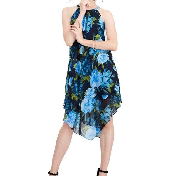 New Womens Floral Print Halter Dress M - Picture 1 of 7